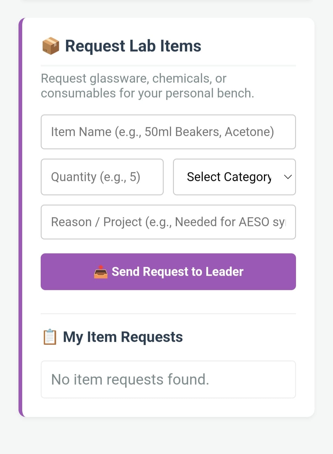 Request Lab Items
