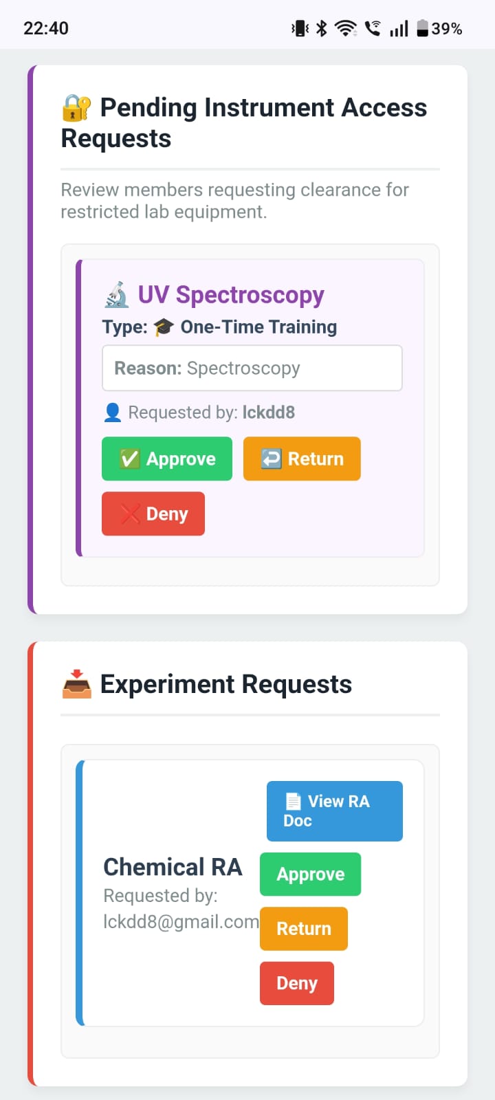 Instrument Access Requests