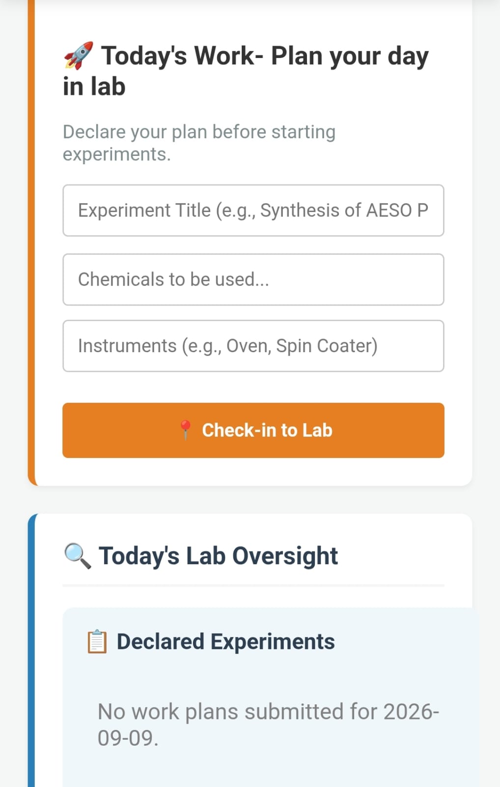 Daily Lab Work Plan